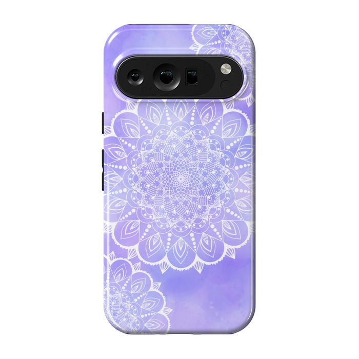 Pixel 9 pro StrongFit Purple mandala flowers by Jms