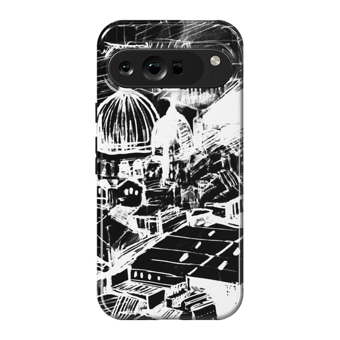 Pixel 9 Pro XL StrongFit Venice Italian cityscape white ink sketch by Oana 