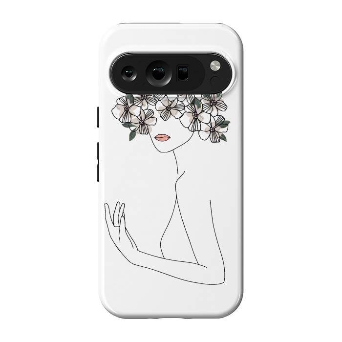 Pixel 9 pro StrongFit Lineart - Nymph Girl Floral by DaDo ART