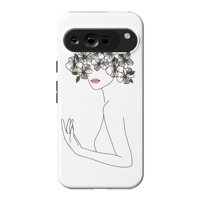 Pixel 9 Pro XL StrongFit Lineart - Nymph Girl Floral by DaDo ART