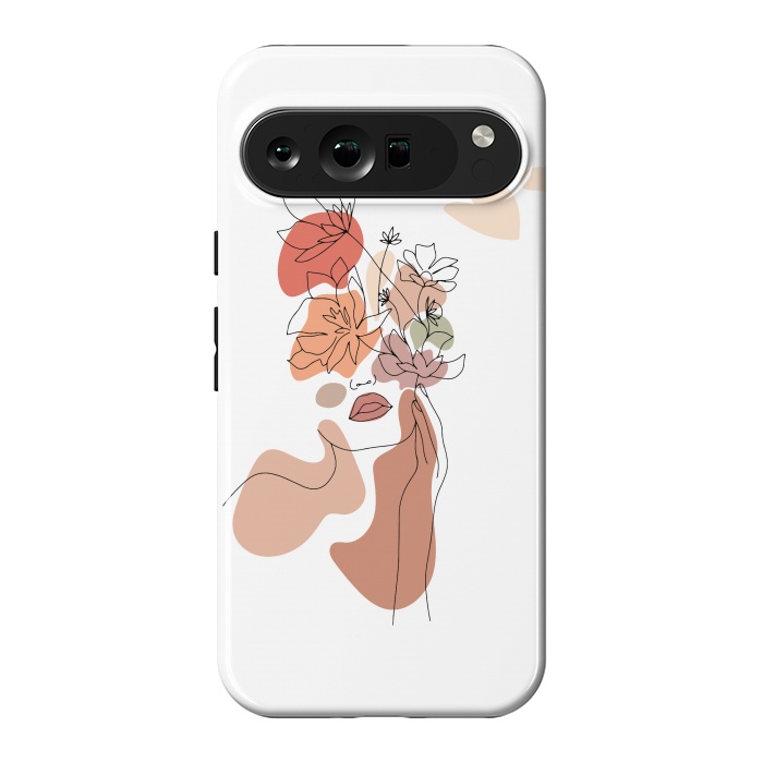 Pixel 9 Pro XL StrongFit Lineart Girl With Flowers by DaDo ART