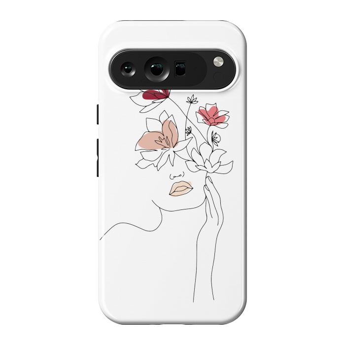 Pixel 9 Pro XL StrongFit Lineart Girl Flowers by DaDo ART