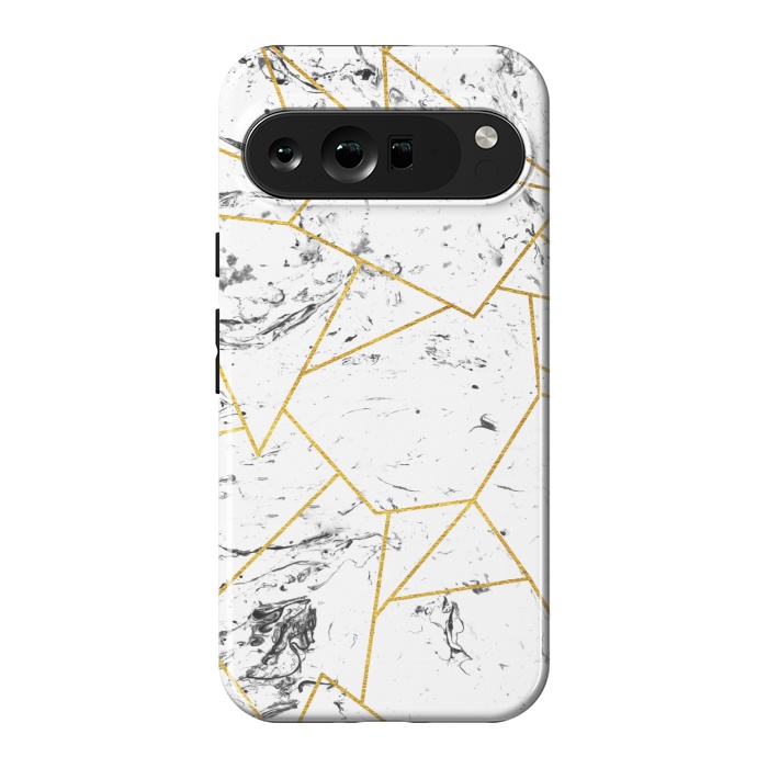 Pixel 9 Pro XL StrongFit White marble and gold frame by Julia Badeeva