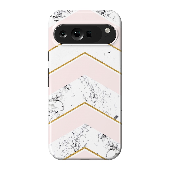 Pixel 9 Pro XL StrongFit Marble. Pink and gold by Julia Badeeva