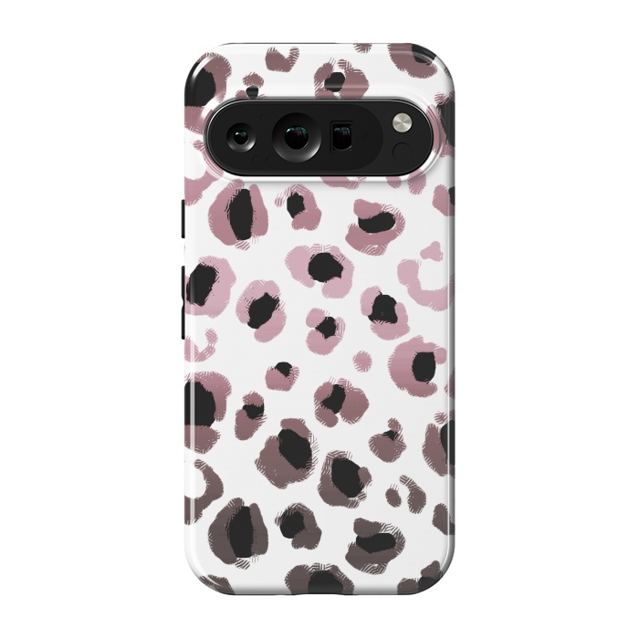 Pixel 9 pro StrongFit Pink brown leopard print spots by Oana 