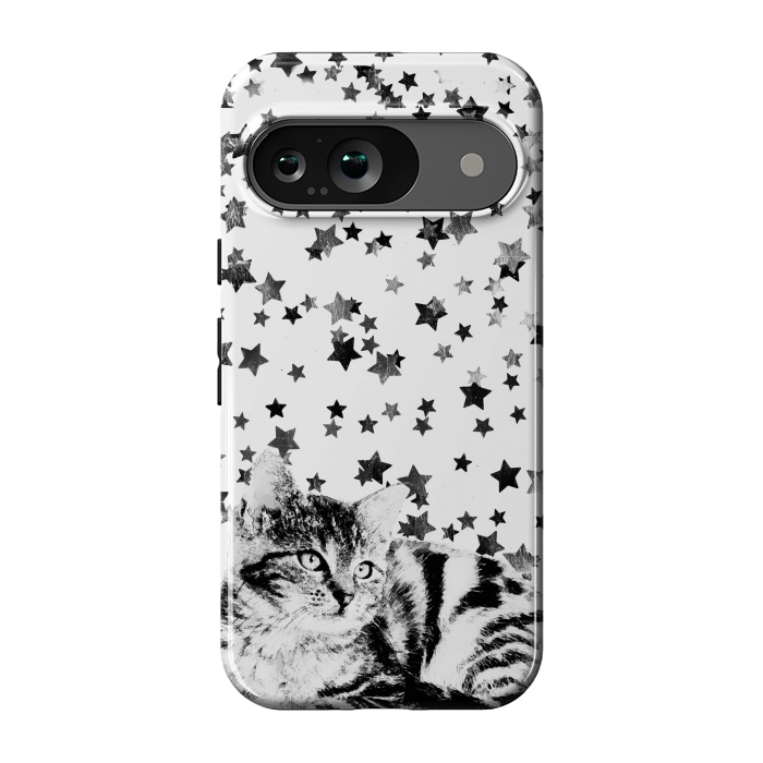 Pixel 9 StrongFit Cute kitten with silver stars by Oana 