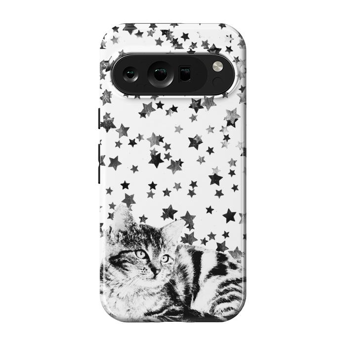 Pixel 9 pro StrongFit Cute kitten with silver stars by Oana 