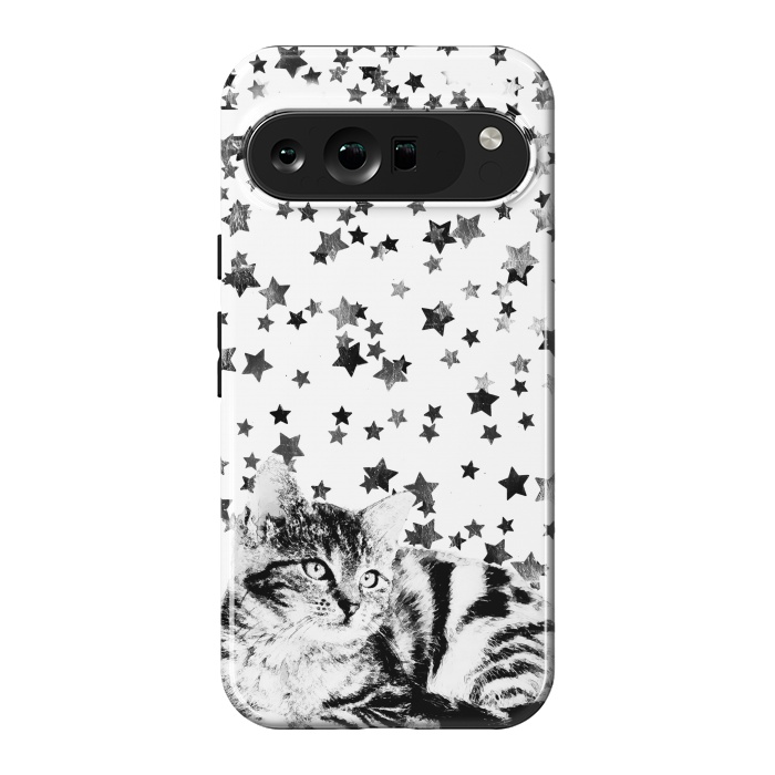 Pixel 9 Pro XL StrongFit Cute kitten with silver stars by Oana 