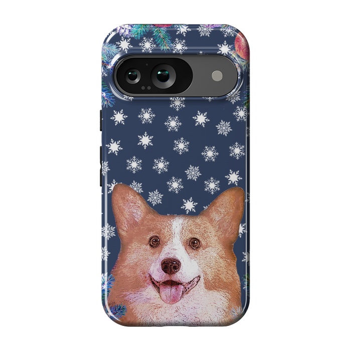 Pixel 9 StrongFit Corgi, snowflakes and winter decorations by Oana 