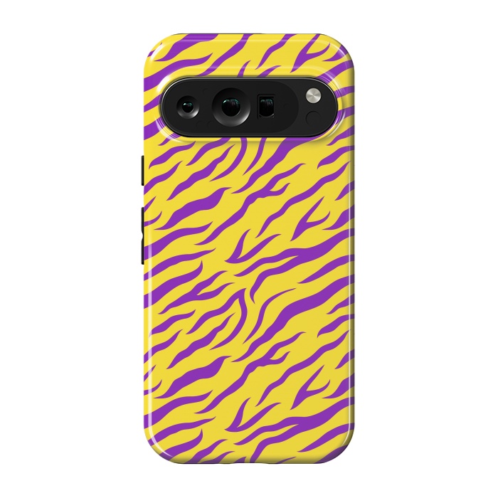 Pixel 9 pro StrongFit PURPLE YELLOW ANIMAL PRINT by MALLIKA