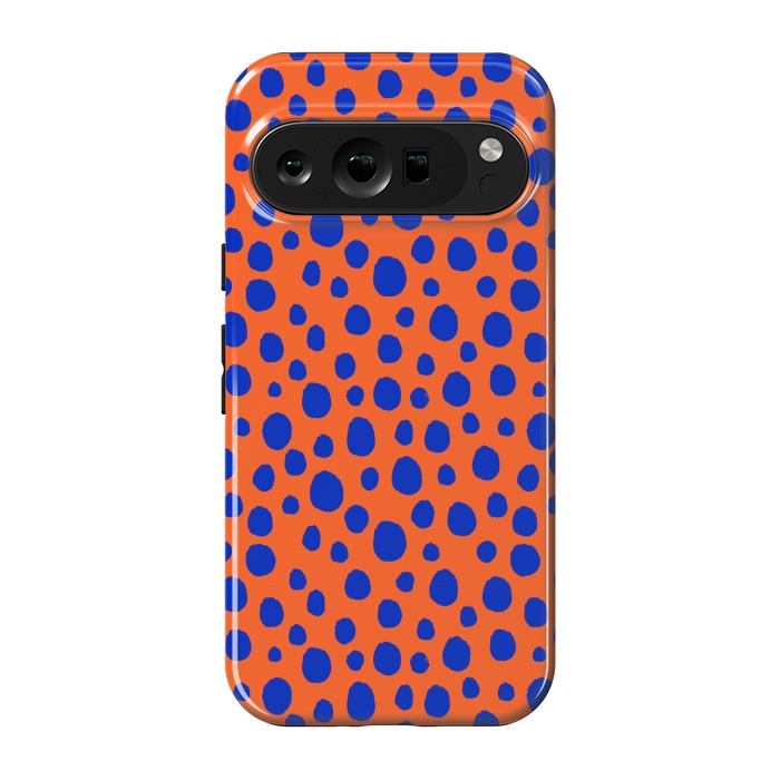 Pixel 9 pro StrongFit blue orange animal print by MALLIKA