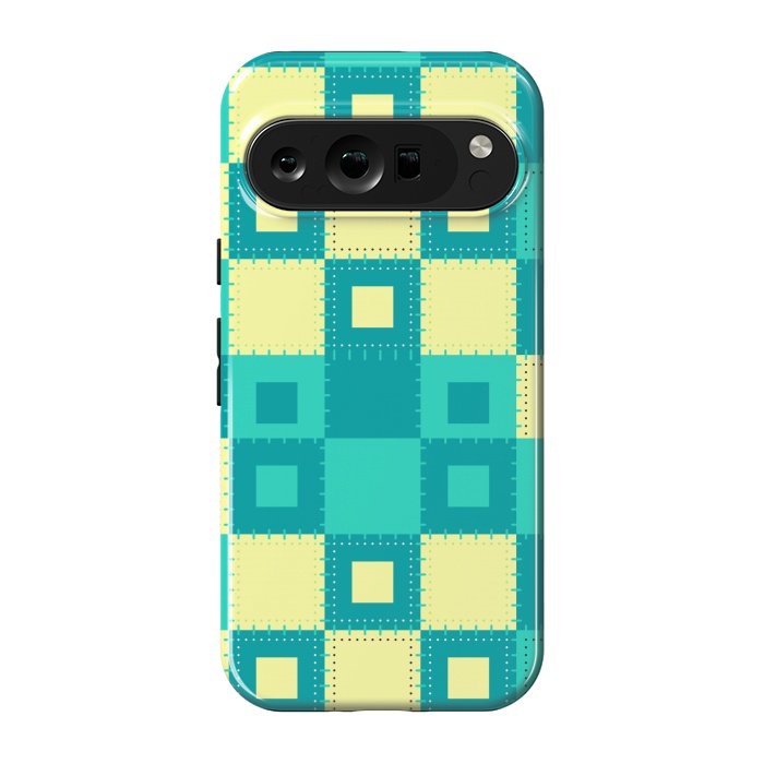 Pixel 9 pro StrongFit blue yellow patchwork by MALLIKA