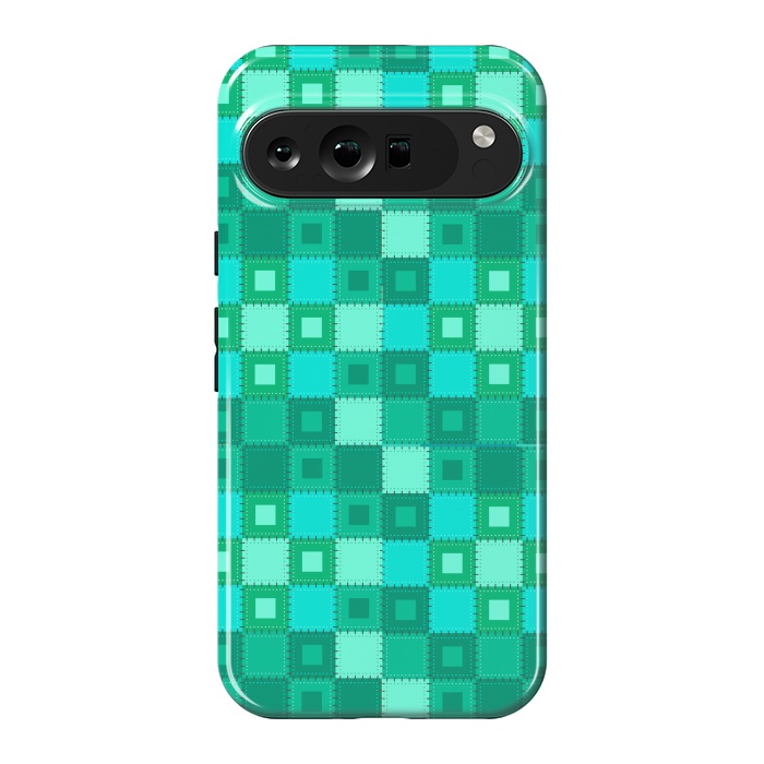 Pixel 9 Pro XL StrongFit blue green patchwork by MALLIKA