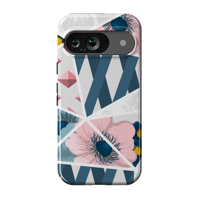 Pixel 9 StrongFit BLUE PINK FLORAL PATCHWORK by MALLIKA