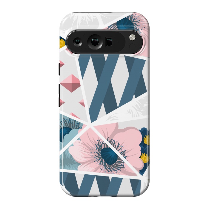 Pixel 9 Pro XL StrongFit BLUE PINK FLORAL PATCHWORK by MALLIKA