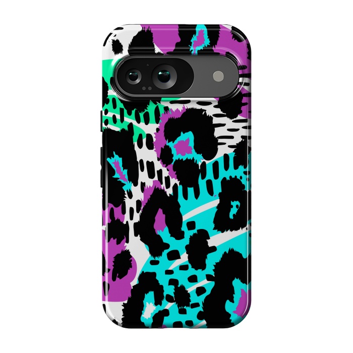 Pixel 9 StrongFit PURPLE TEAL ANIMAL PRINT by haroulita