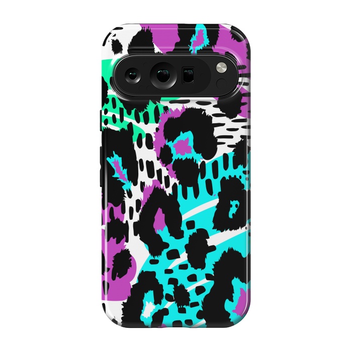 Pixel 9 pro StrongFit PURPLE TEAL ANIMAL PRINT by haroulita