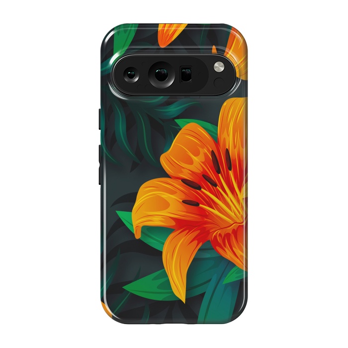 Pixel 9 pro StrongFit ORANGE FLOWERS by haroulita