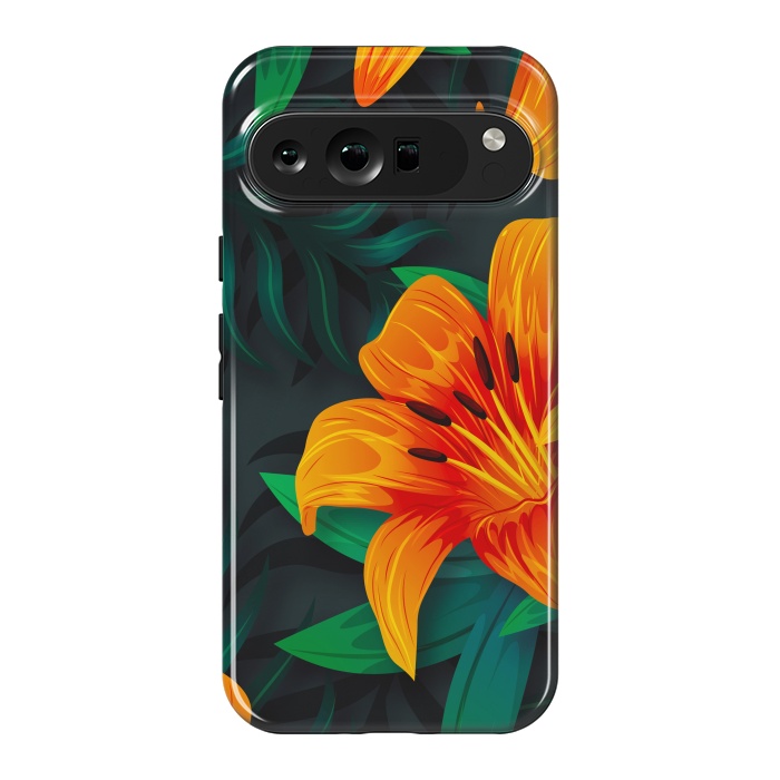 Pixel 9 Pro XL StrongFit ORANGE FLOWERS by haroulita