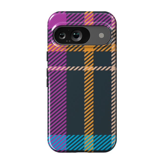 Pixel 9 StrongFit tartan black orange purple by haroulita