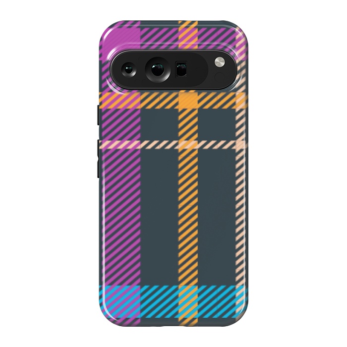 Pixel 9 Pro XL StrongFit tartan black orange purple by haroulita