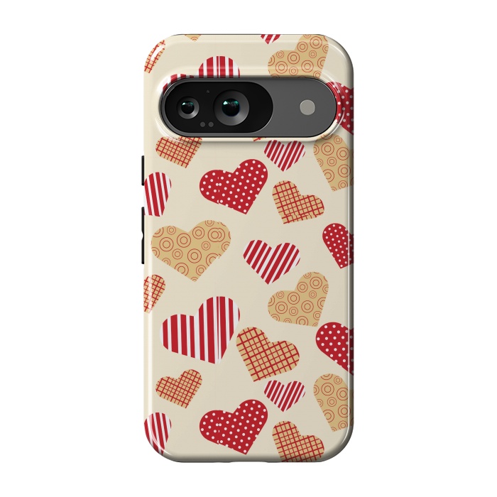 Pixel 9 StrongFit RED GOLDEN HEARTS by MALLIKA