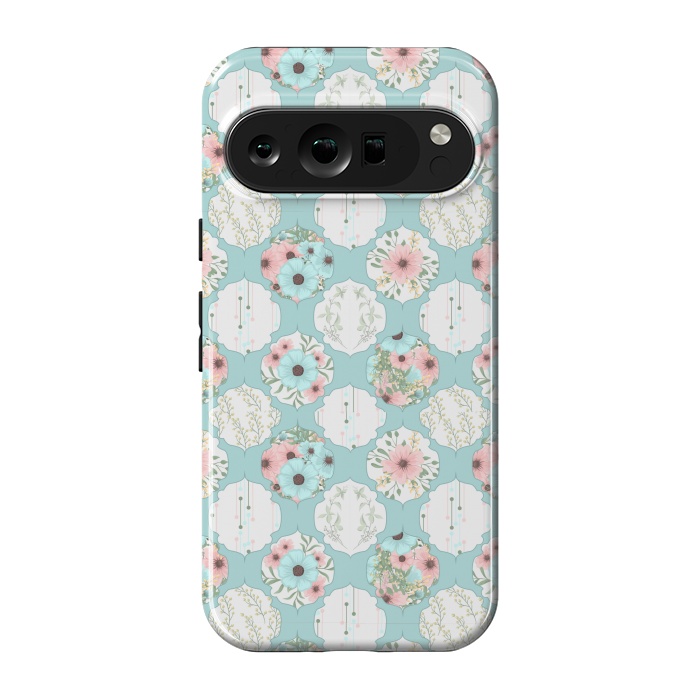 Pixel 9 pro StrongFit BLUE FLORAL PATCHWORK  by MALLIKA