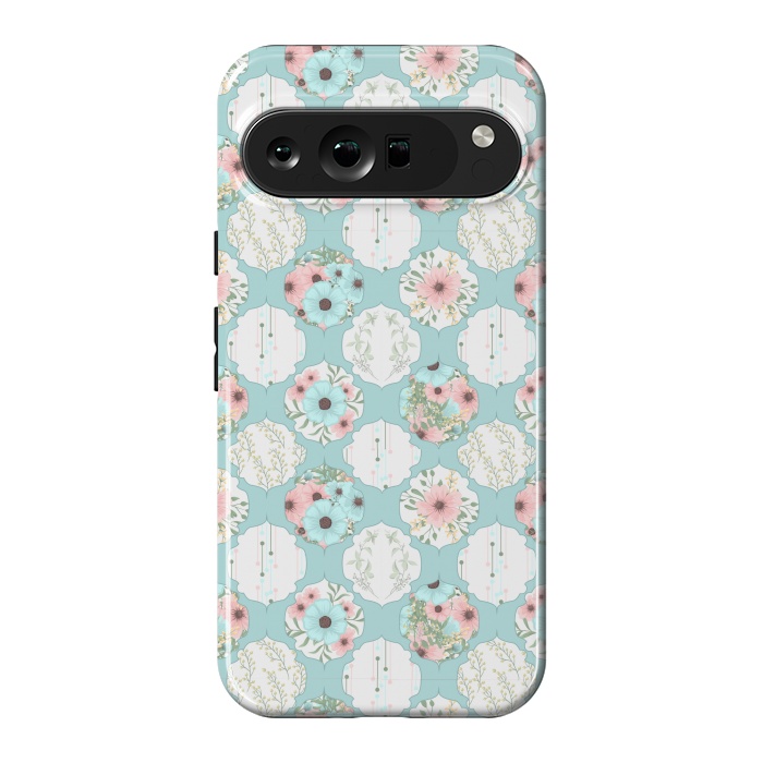 Pixel 9 Pro XL StrongFit BLUE FLORAL PATCHWORK  by MALLIKA