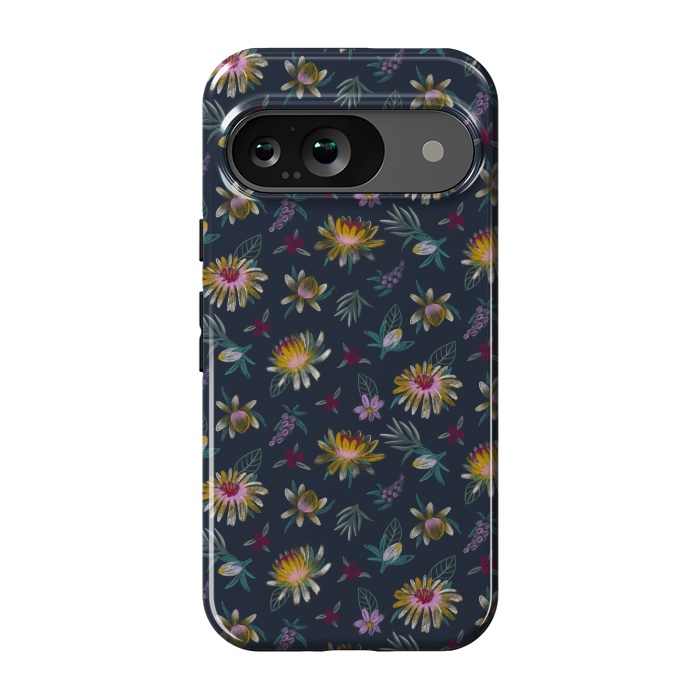 Pixel 9 StrongFit Blue Floral by Tishya Oedit