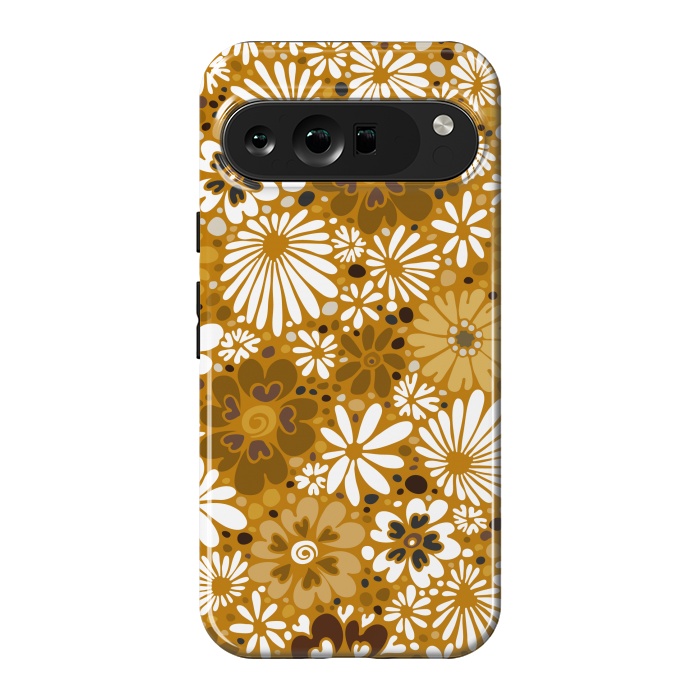 Pixel 9 Pro XL StrongFit 70s Valentine Flowers in Mustard and White by Paula Ohreen