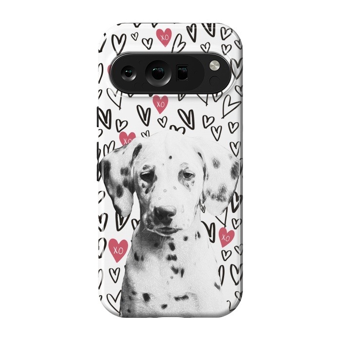 Pixel 9 pro StrongFit Cute Dalmatian and hearts Valentine's day by Oana 