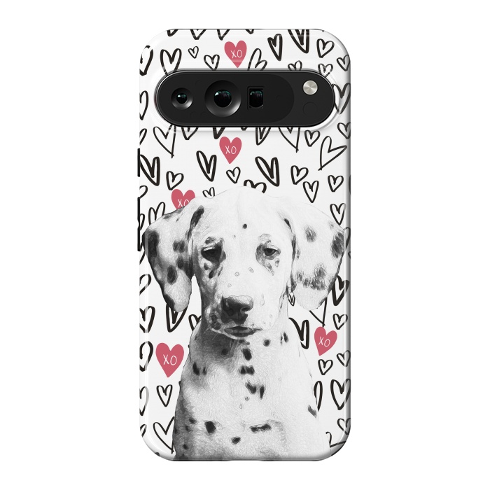 Pixel 9 Pro XL StrongFit Cute Dalmatian and hearts Valentine's day by Oana 