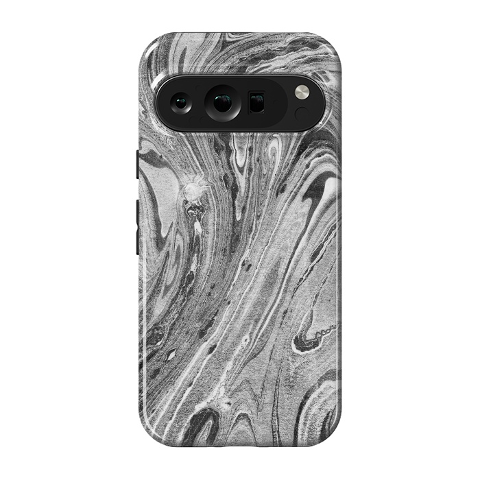 Pixel 9 pro StrongFit Monochrome liquid marble art swirls by Oana 