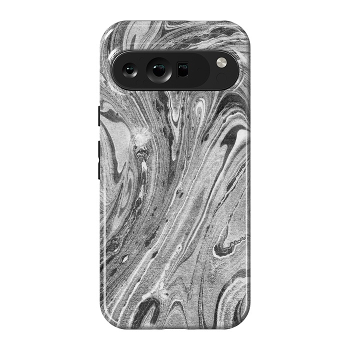 Pixel 9 Pro XL StrongFit Monochrome liquid marble art swirls by Oana 