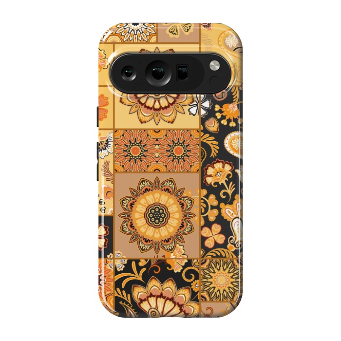 Pixel 9 pro StrongFit Patchwork with Paisley and Mandala in Colorful by ArtsCase