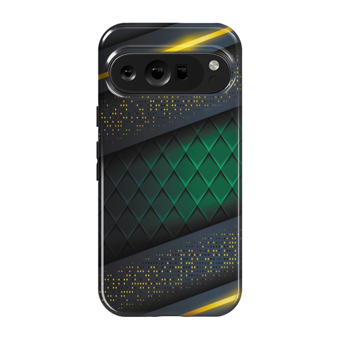 Pixel 9 pro StrongFit black green geometrical by haroulita