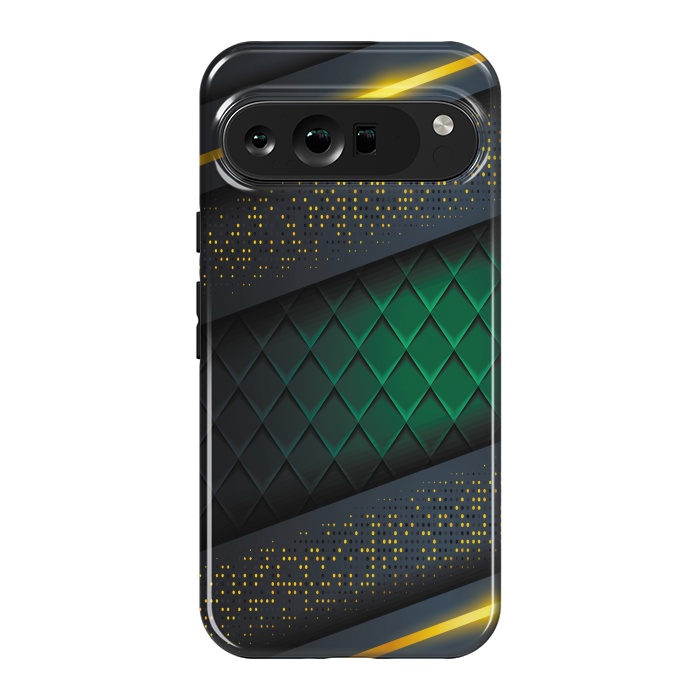 Pixel 9 Pro XL StrongFit black green geometrical by haroulita