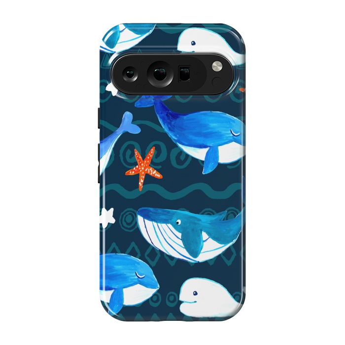 Pixel 9 pro StrongFit watercolor whales by haroulita