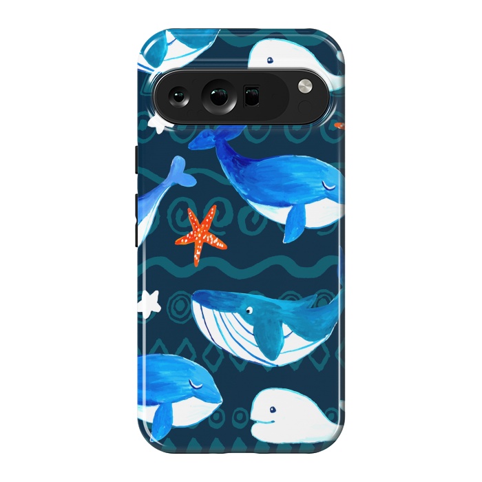 Pixel 9 Pro XL StrongFit watercolor whales by haroulita