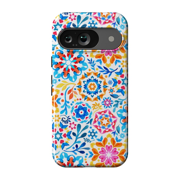 Pixel 9 StrongFit Watercolor Kaleidoscope Floral - brights by Micklyn Le Feuvre