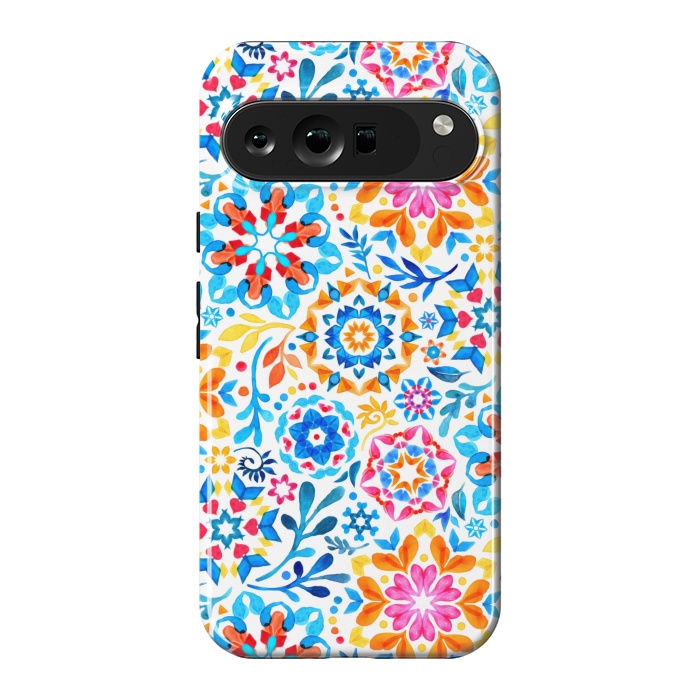 Pixel 9 Pro XL StrongFit Watercolor Kaleidoscope Floral - brights by Micklyn Le Feuvre