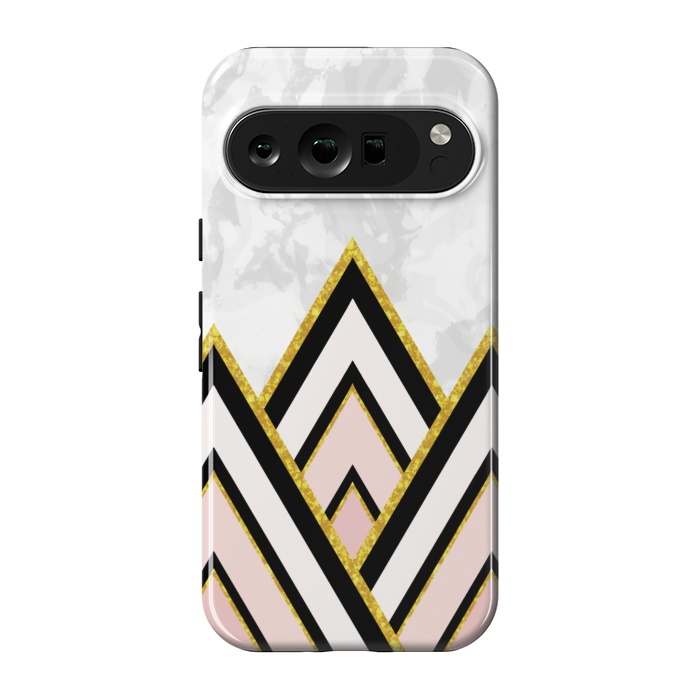 Pixel 9 pro StrongFit Geometric pink gold triangles by Jms