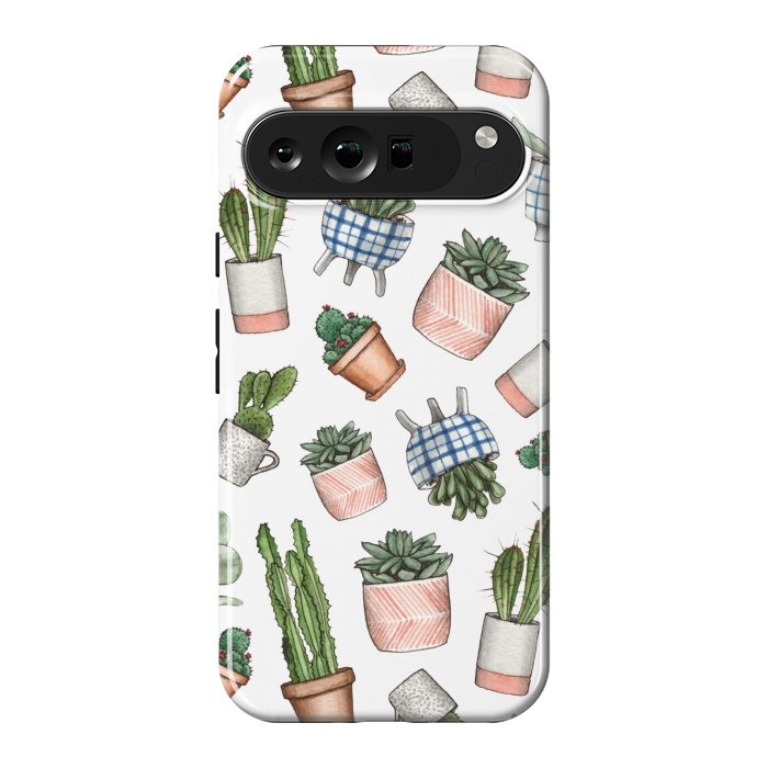 Pixel 9 Pro XL StrongFit watercolor houseplants in pots by Alena Ganzhela