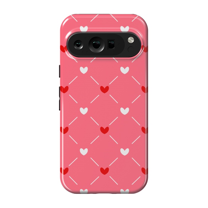 Pixel 9 pro StrongFit CUTE RED WHITE HEARTS PATTERN by MALLIKA