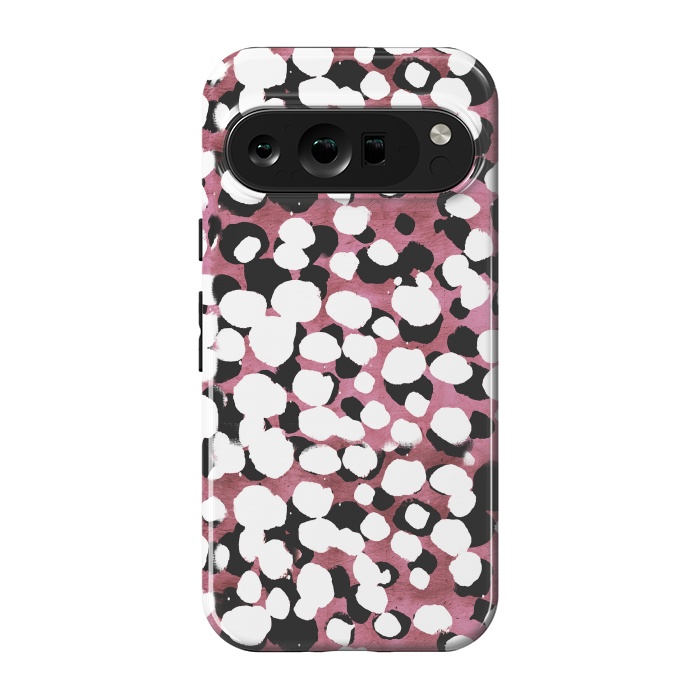 Pixel 9 pro StrongFit Ink spots on metallic pink stone by Oana 