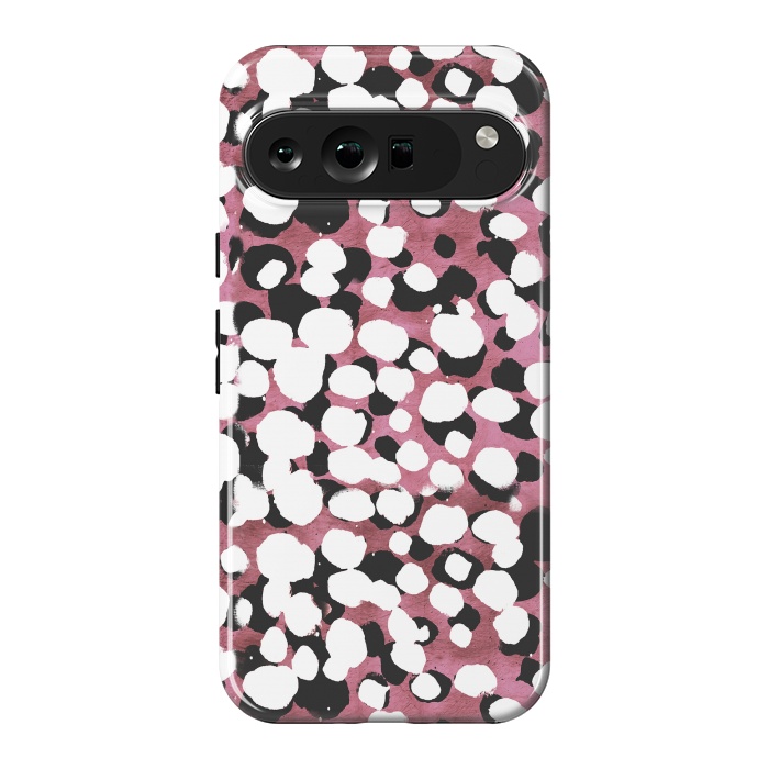 Pixel 9 Pro XL StrongFit Ink spots on metallic pink stone by Oana 