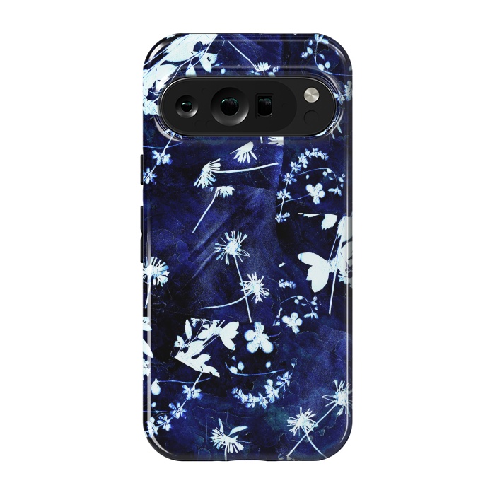 Pixel 9 pro StrongFit Pressed flowers indigo cyanotype by Oana 