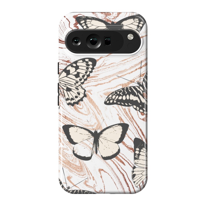 Pixel 9 Pro XL StrongFit Butterflies and gold painted marble by Oana 