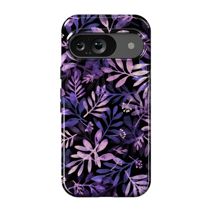 Pixel 9 StrongFit purple branches on a black background by Alena Ganzhela