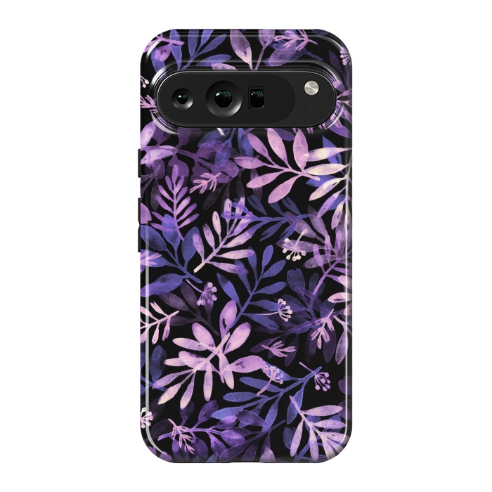 Pixel 9 Pro XL StrongFit purple branches on a black background by Alena Ganzhela